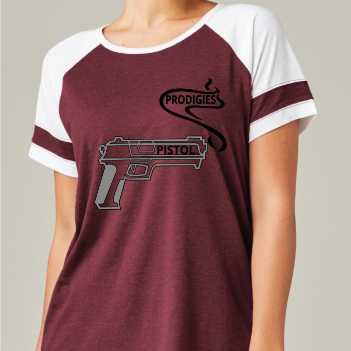 Pistol Prodigies T-Shirt Maroon/White