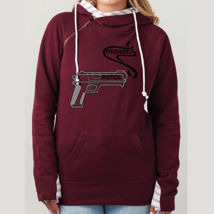Pistol Prodigies Hoodie - Maroon Side Zipper