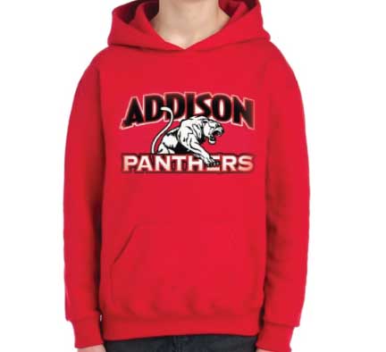 Panthers Youth Hoodie - Red w/ red and black logo