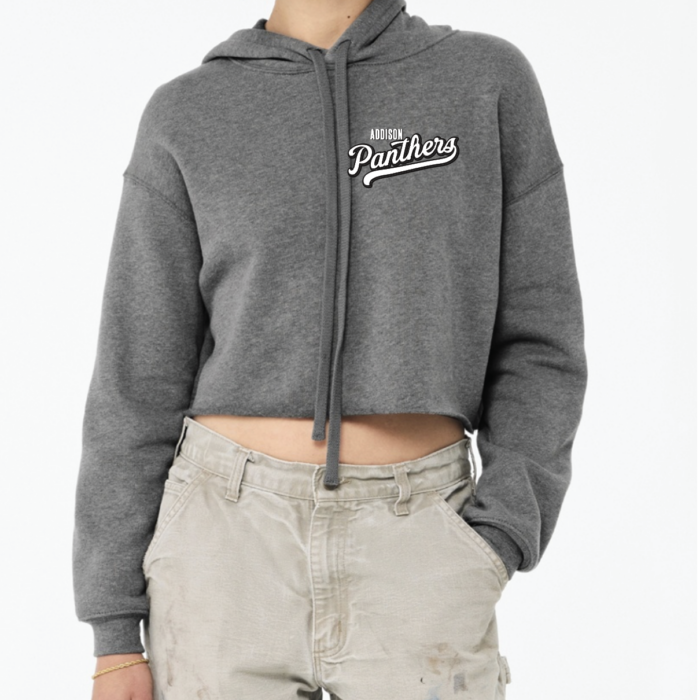 Panthers Crop Hoodie - Gray w/ white logo