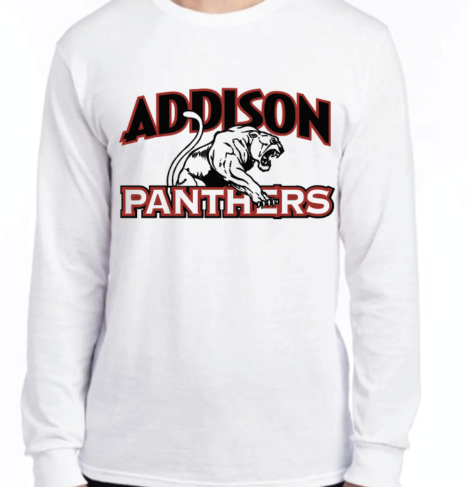 Panthers Long Sleeve - White w/ black and red logo